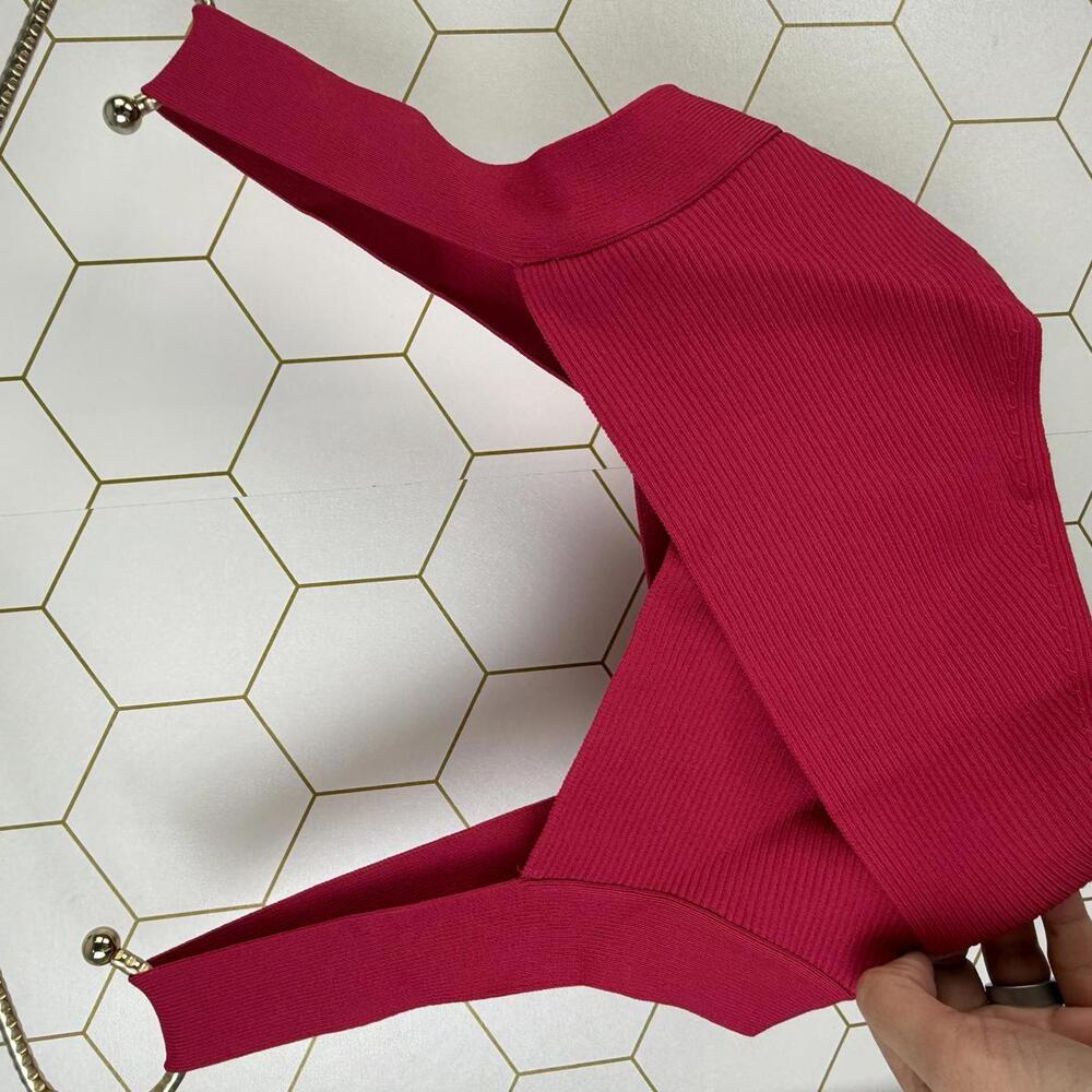 Babaton by Aritzia Hot Pink Sculpt Knit Greek Ribbed Cropped Top - Size - XS - Picture 2 of 10